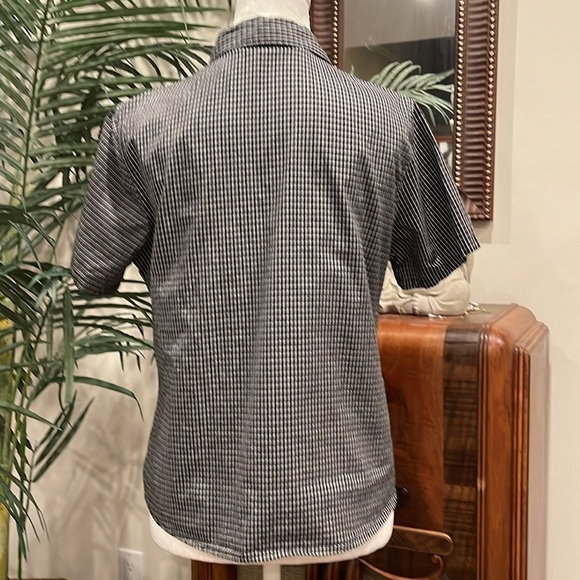 Geoffrey Beene Sport black/cream S short sleeve button up shirt with chest dart - Picture 2 of 7